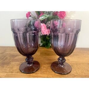 Vintage Libbey Gibraltar Duratuff Amethyst Purple Glass Iced‎ Tea Goblets